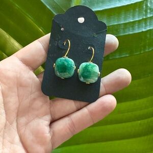 Natural Emerald Dangle Earrings in Gold Vermeil (Over 925 Sterling Silver)